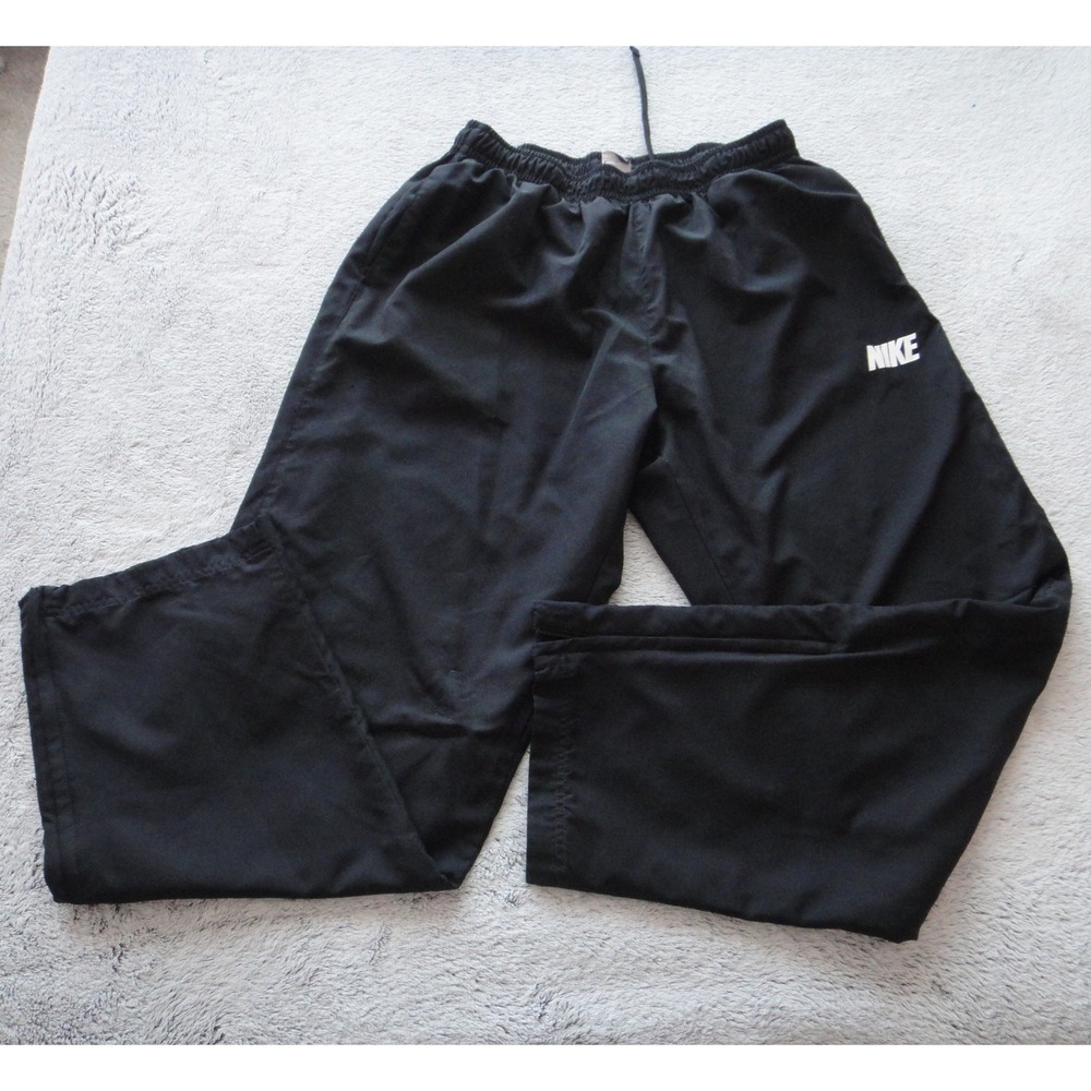 Nike Men's Black Mesh Lined Track Pants XL Zipped Cuffs Activewear Joggers Logo